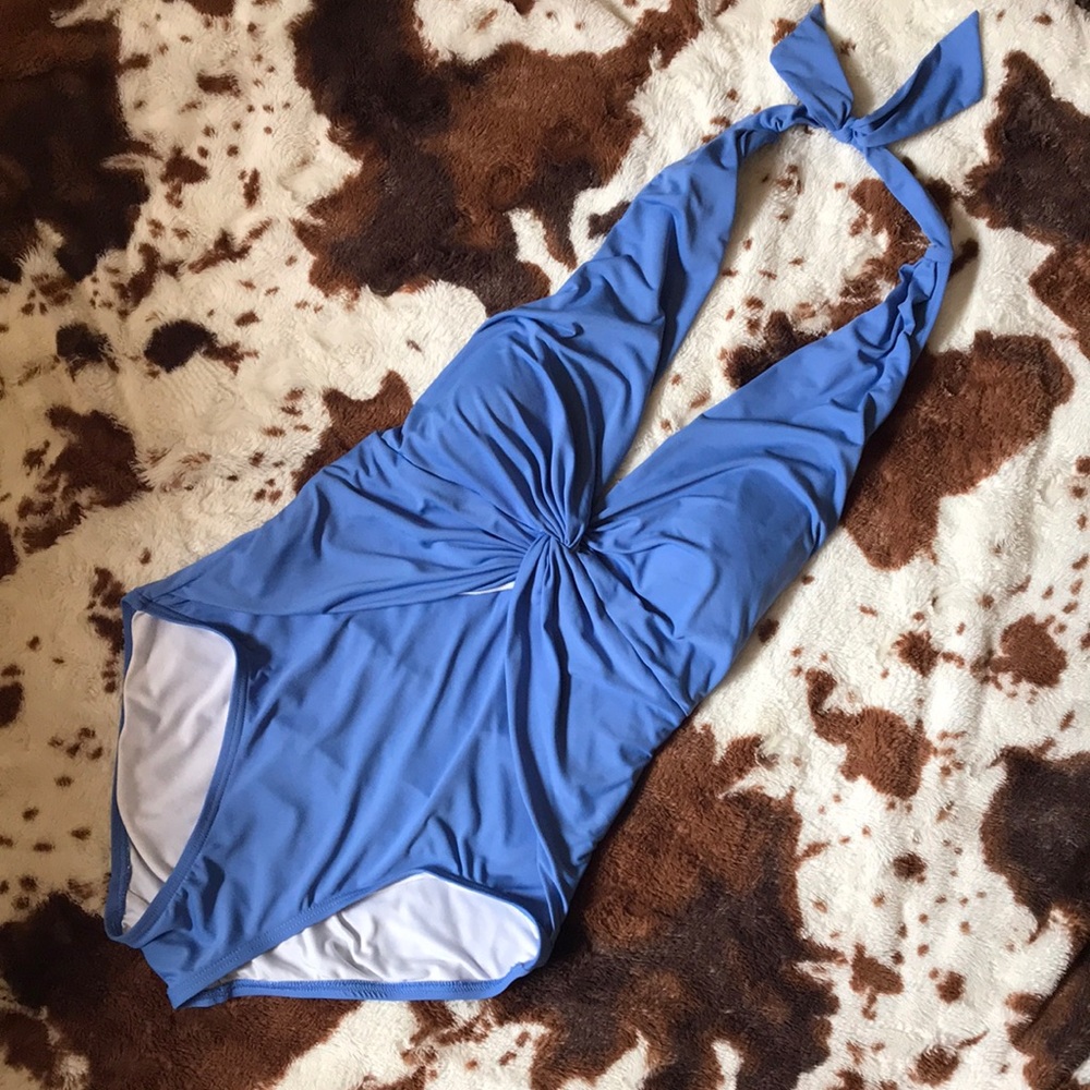 Periwinkle MK Halter One-Piece